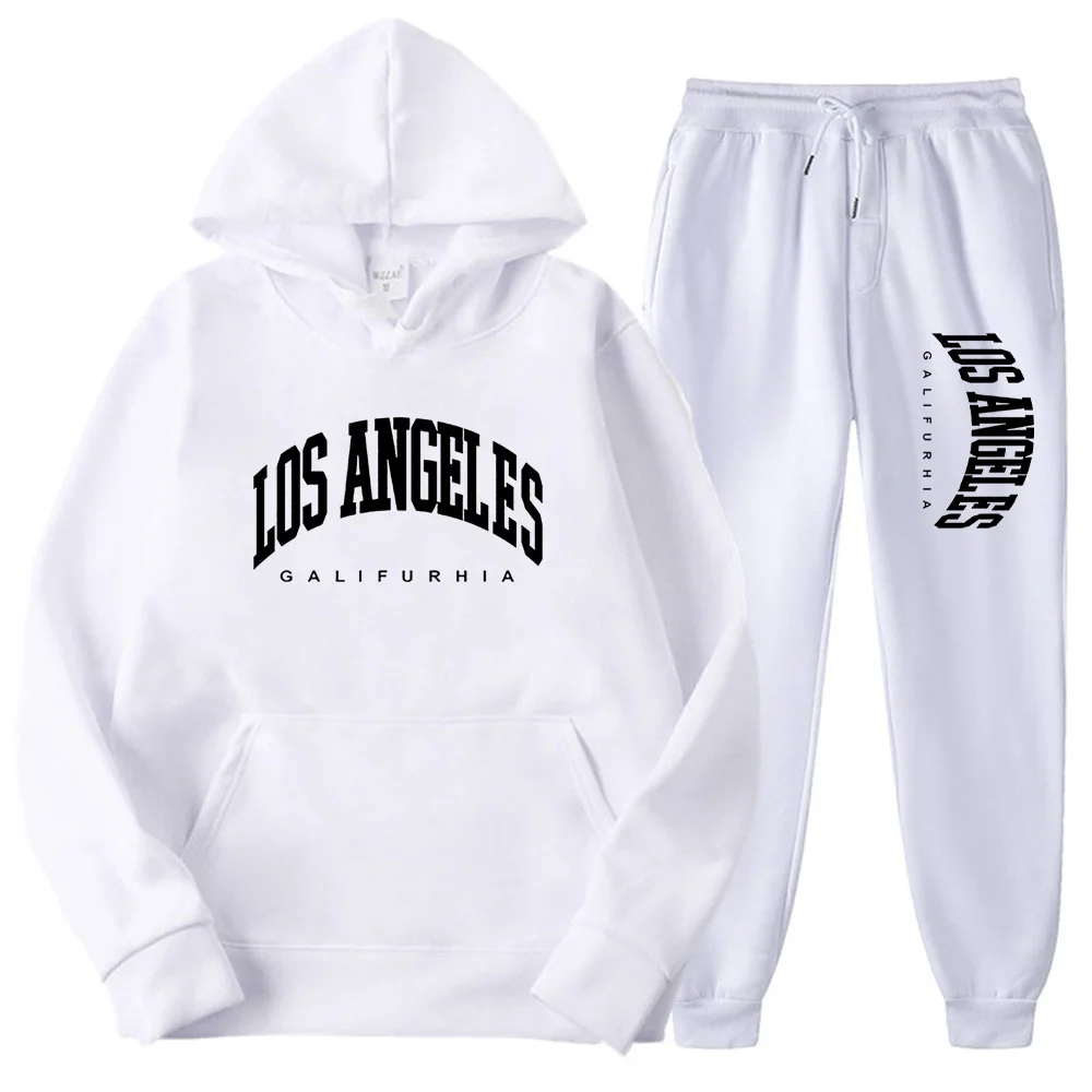 LOS ANGELES GALIFURHIA Men/Women Sports Suits Fashion Tracksuit Hoodies+Pants Two Pieces Sets Running Casual Sweatshirts Sweatpa - Image 2