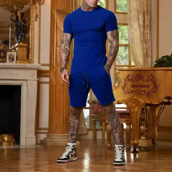 2024 Fashionable and casual summer outdoor sports suit men's breathable T-shirt shorts casual and fashionable two-piece set - Image 6