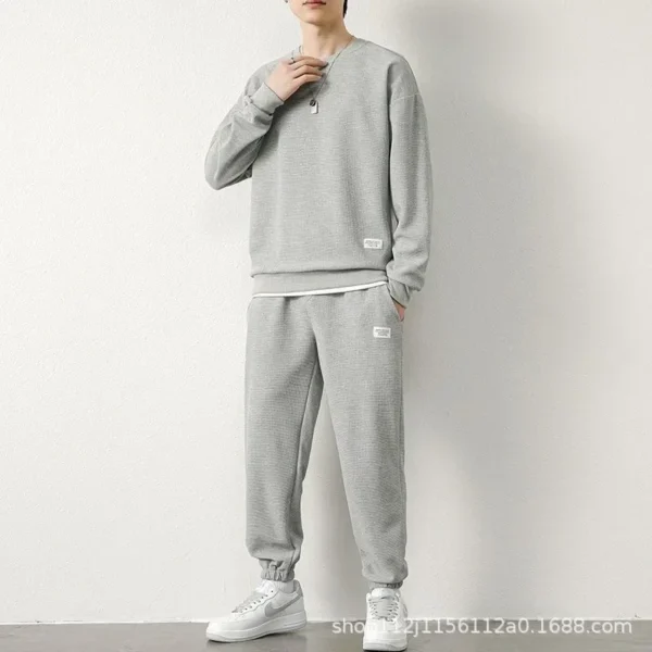 Men's Casual Suit with Round Neck Sweatshirt and Long-Sleeved Trousers for Autumn and Winter Tracksuit Mens Clothes