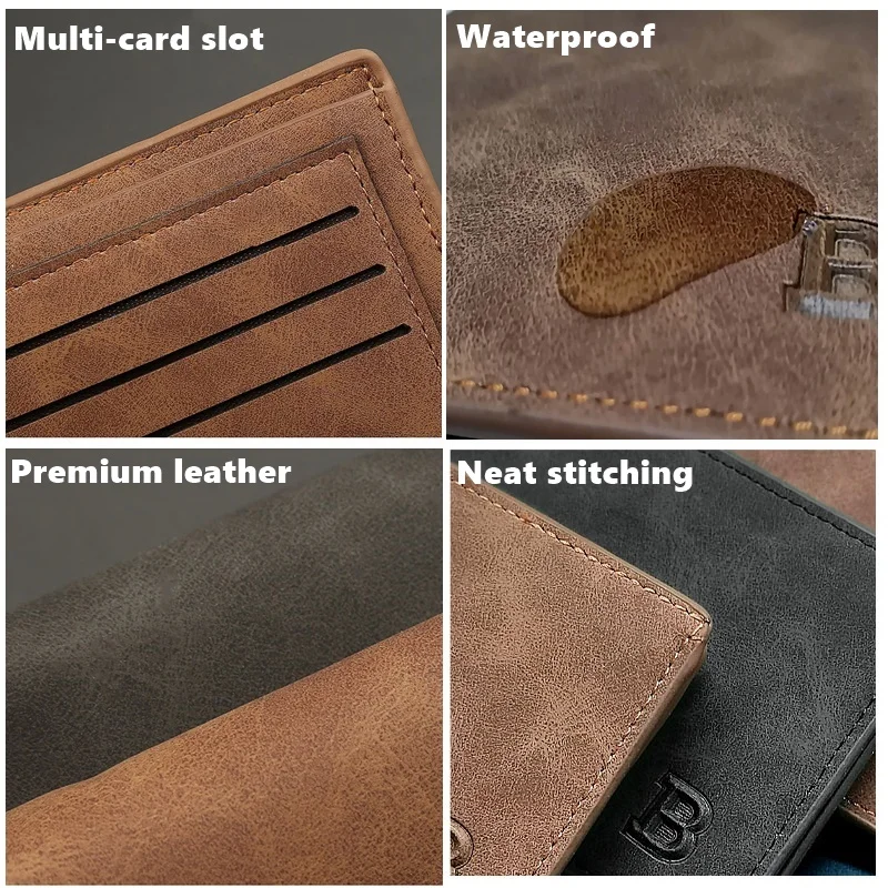 New Retro Men Leather Wallets Small Money Purses Design Dollar Price Top Men Thin Wallet With Coin Bag Zipper - Image 5