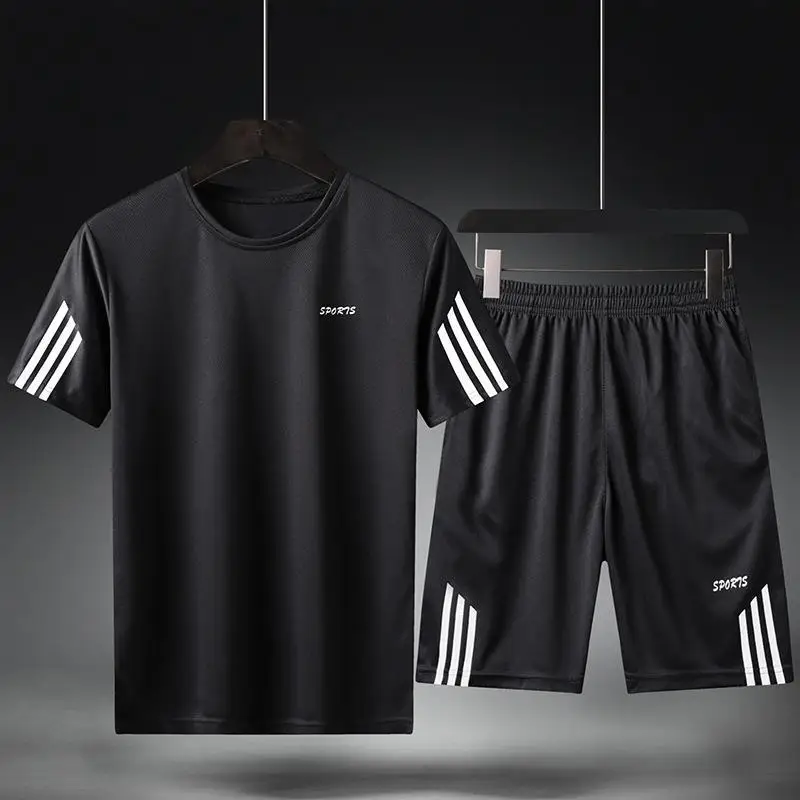 Summer Breathable Sports Suit Men's Short-Sleeved Shorts Loose Quick Drying T-Shirt Short Quarter Pants Casual Running Suit - Image 2