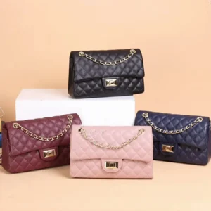 2023 New Tweed Style High-end Feel Single Shoulder Slant Cross Leather Harness Bag Soft Texture Underarm Bag Chain Strap