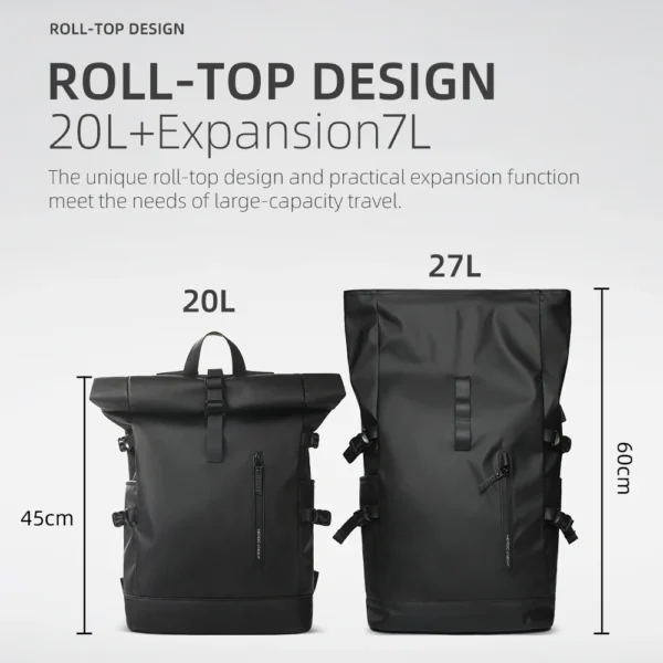 HK Expandable Travel Backpack Men Large Capacity Waterproof 15.6” Laptop Bag Hiking Rucksack Cycling Daypack Bag with USB Port - Image 5