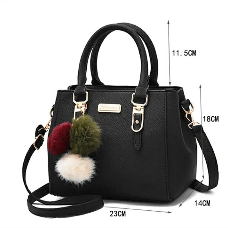 PU Leather Ladies HandBags Women Vintage Purse Plush Tassel Messenger Bags Tote Boston Shoulder Crossbody Bag - Image 6