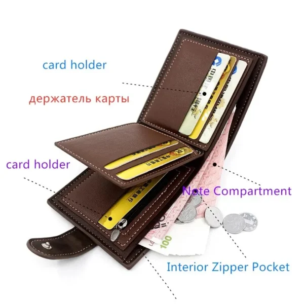 Men's Wallet with Hasp Business Card Holder Case Male Short Purse PU Leather Money Bag for Men Credit Card Wallets - Image 5