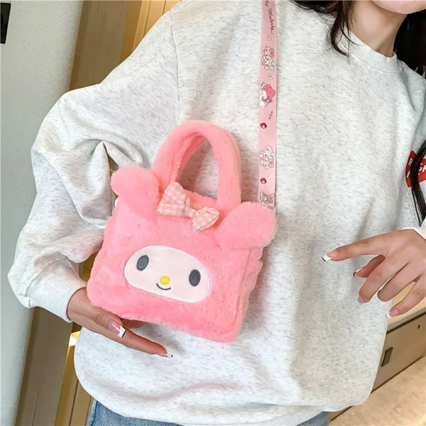 Sanrio Plush Bag Kawaii Kuromi Cinnamoroll Melody Cartoon Anime Handbag Crossbody Cosmetic Travel Storage Bags Women Girls Gifts - Image 5
