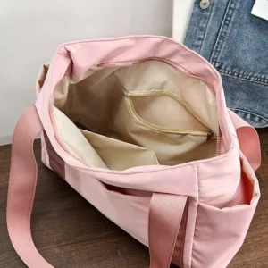 Large Capacity Shoulder Bag For Women, Durable Nylon Casual Bag With Multiple Pockets, Lightweight Travel Tote