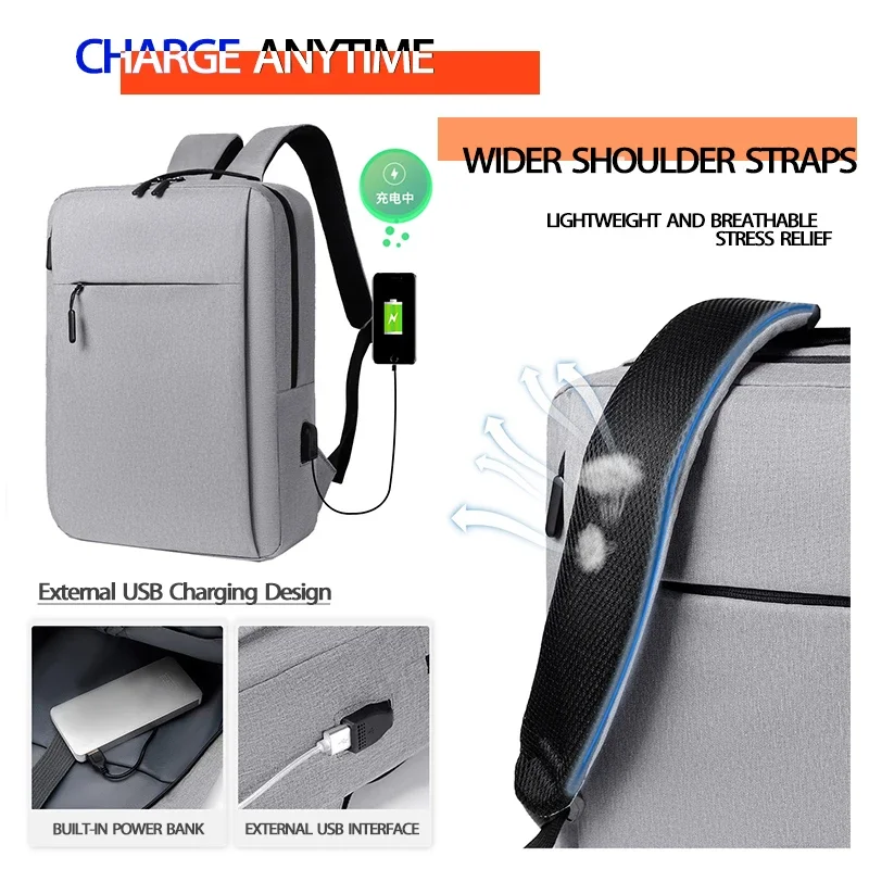 Business Backpack for Men Women Multifunctional Waterproof Laptop Bags with USB Charging Nylon Casual Rucksack School Bag - Image 2