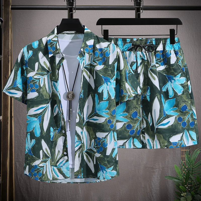 Men's Hawaiian Beach Set Single Breasted Short Sleeve Shirt and Shorts Casual Summer Vacation Travel Outfit - Image 3