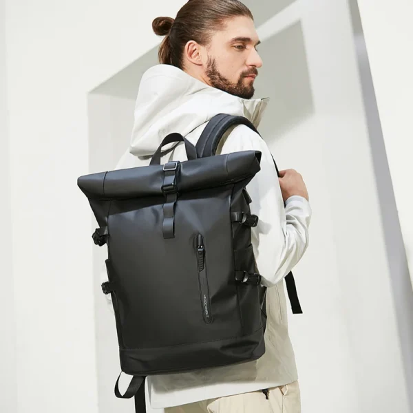 HK Expandable Travel Backpack Men Large Capacity Waterproof 15.6” Laptop Bag Hiking Rucksack Cycling Daypack Bag with USB Port - Image 3