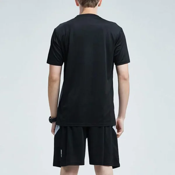 Men Active Quick Dry Crew Neck T Shirts and Shorts Set Athletic Workout Short Sleeve Clothes Basketball Running Gym Sports Suit - Image 2