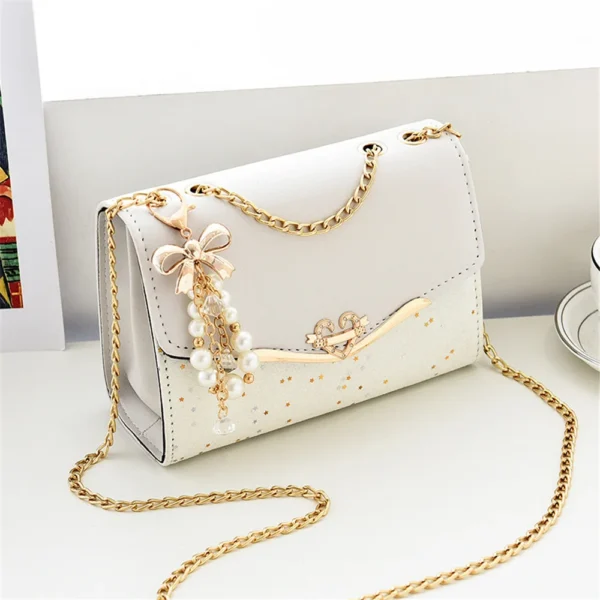 Fashion Messenger Bag Women Trendy Sequin Single Shoulder Bags Mobile Phone Pouch Ladies PU Leather Handbag with Tassel Pendant