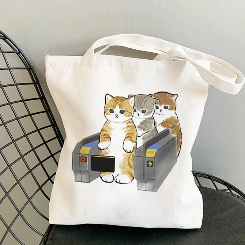 Kawaii Cats Cartoon Manga Tote Bag Beach Bag Shopper Bags Handbags Canvas Shoulder Bags Woman Shopping Bags High Capacity - Image 2