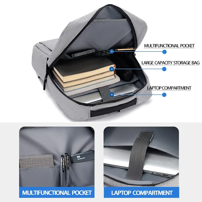 Business Backpack for Men Women Multifunctional Waterproof Laptop Bags with USB Charging Nylon Casual Rucksack School Bag - Image 3