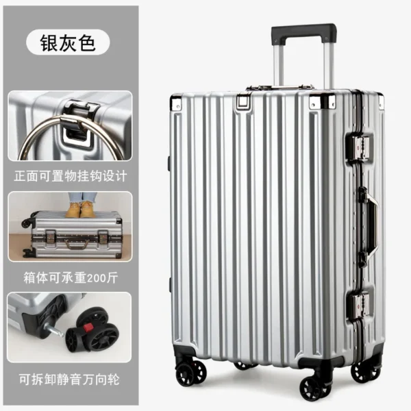 20inch 22inch 24inch 26inch Large Capacity Luggage Aluminum Frame Reinforced Anti-Collision Trolley Case Password Box Casual Suitcase Silent Wheel - Image 3