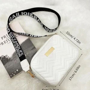 Wave Embroidery Square Bag Shoulder Strap With Printed Large Capacity Shoulder Crossbody Bag for Women