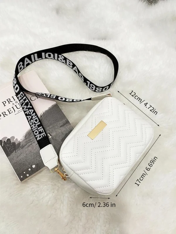 Wave Embroidery Square Bag Shoulder Strap With Printed Large Capacity Shoulder Crossbody Bag for Women - Image 5