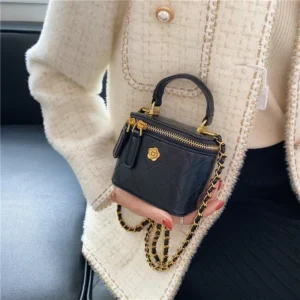 Small Shoulder Bucket Bag For Women Classic Mini Clutches Female Small Square Box Crossbody Metal Chain Handbag