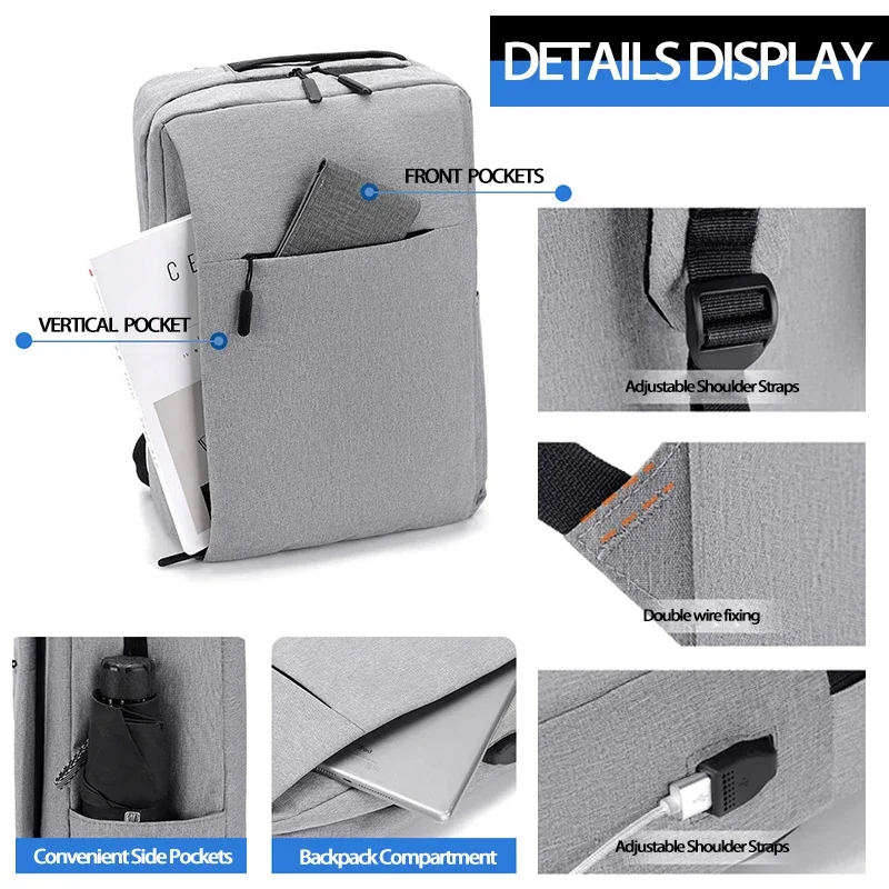 Business Backpack for Men Women Multifunctional Waterproof Laptop Bags with USB Charging Nylon Casual Rucksack School Bag - Image 4