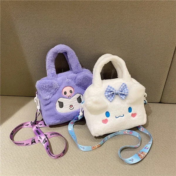Sanrio Plush Bag Kawaii Kuromi Cinnamoroll Melody Cartoon Anime Handbag Crossbody Cosmetic Travel Storage Bags Women Girls Gifts - Image 2