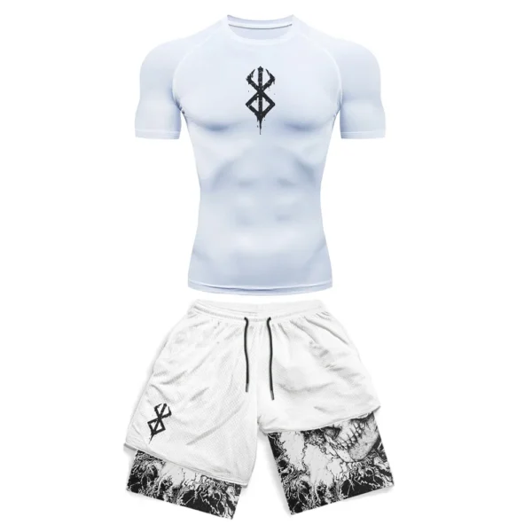 Anime 3D Printed Men's Compression Set short Sleeve Gym Top+Workout Shorts Quick Drying Breathble Athletics Rash Guard Set - Image 2