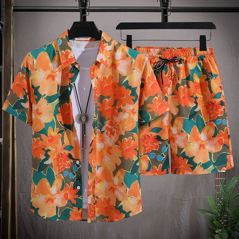Men's Hawaiian Beach Set Single Breasted Short Sleeve Shirt and Shorts Casual Summer Vacation Travel Outfit - Image 4