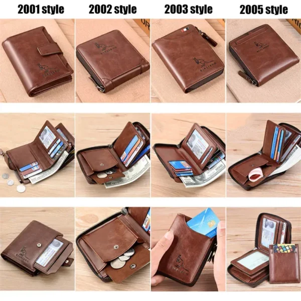 Men's Coin Purse Wallet Fashion RFID Blocking Man Leather Wallet Zipper Business Card Holder ID Money Bag Wallet Male - Image 6