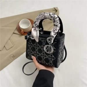 2024 New Mini Princess Diana Diamond-Encrusted Diamond Small Fragrance Bag - Fashion Texture Versatile Portable Messenger Bag