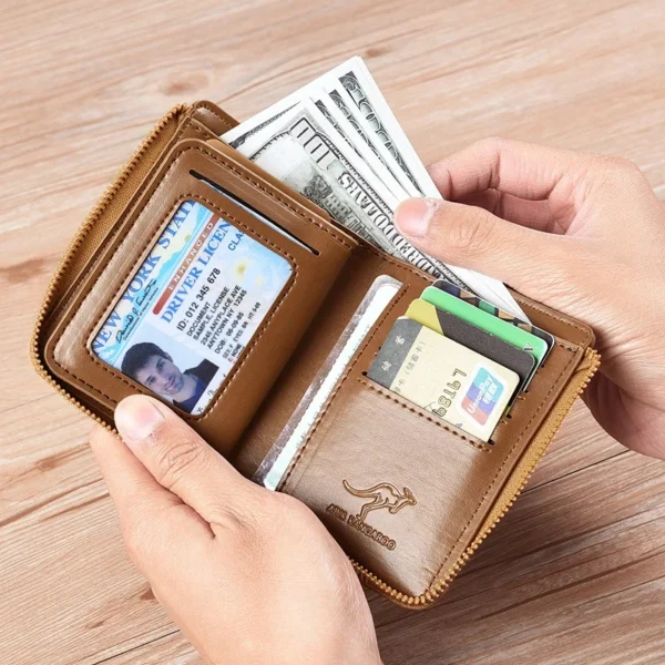 Mens Wallet Leather Business Card Holder Zipper Purse Luxury Wallets for Men RFID Protection Purses Carteira Masculina Luxury - Image 5