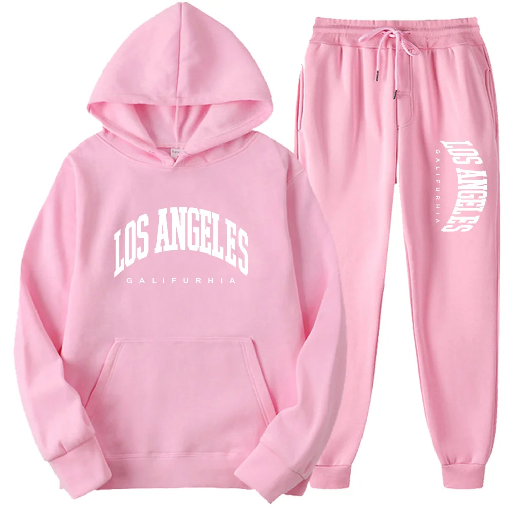 LOS ANGELES GALIFURHIA Men/Women Sports Suits Fashion Tracksuit Hoodies+Pants Two Pieces Sets Running Casual Sweatshirts Sweatpa - Image 3
