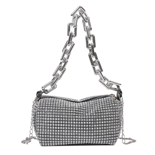Allover Rhinestone Bucket Bag, Glitter Chain Prom Purse, Women's Mini Crossbody Bag (6.3*3.54) Inch - Image 6
