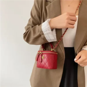 Small Shoulder Bucket Bag For Women Classic Mini Clutches Female Small Square Box Crossbody Metal Chain Handbag