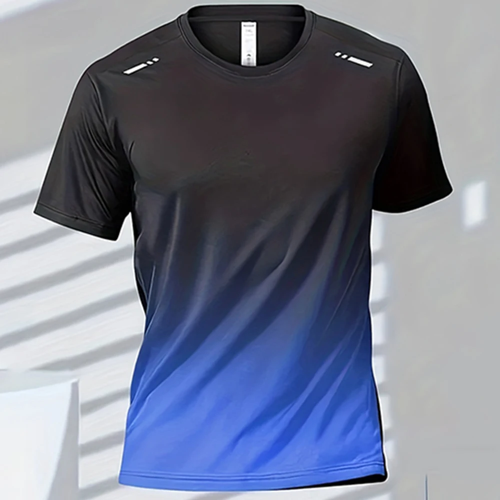 Summer Men's T-Shirt Badminton Quick Dry Men's Boxing Training short sleeve Casual Sportswear Running Tops Man Gradient Clothes - Image 4