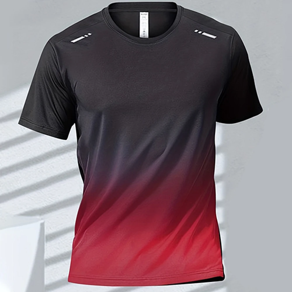 Summer Men's T-Shirt Badminton Quick Dry Men's Boxing Training short sleeve Casual Sportswear Running Tops Man Gradient Clothes - Image 3