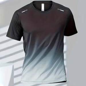 Summer Men's T-Shirt Badminton Quick Dry Men's Boxing Training short sleeve Casual Sportswear Running Tops Man Gradient Clothes