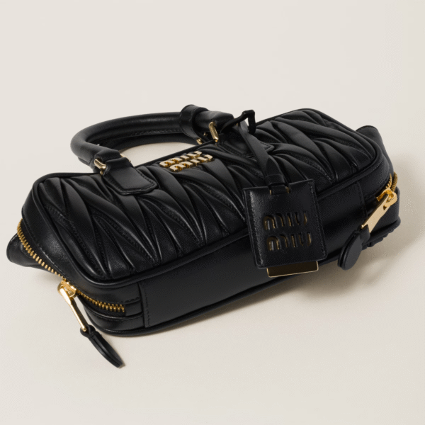 Matelassé Nappa Leather Mini Bag – Designer-Inspired Arcadie Style with Top Handle & Shoulder Strap - Image 4