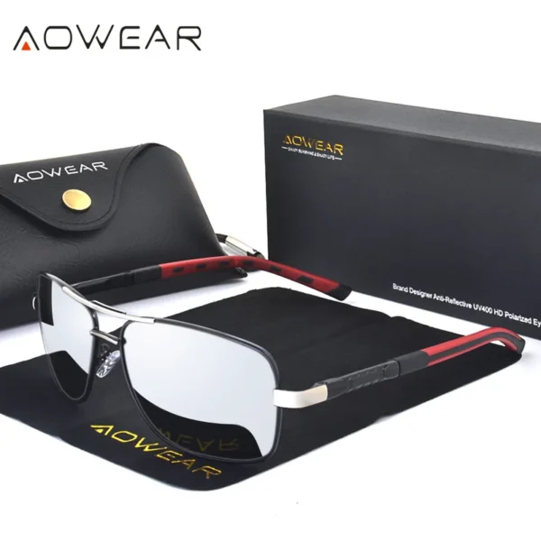 AOWEAR Luxury Square Sunglasses Men Polarized Retro Mirror Sun Glasses for Man Women Vintage Shades Eyewear with Case - Image 3
