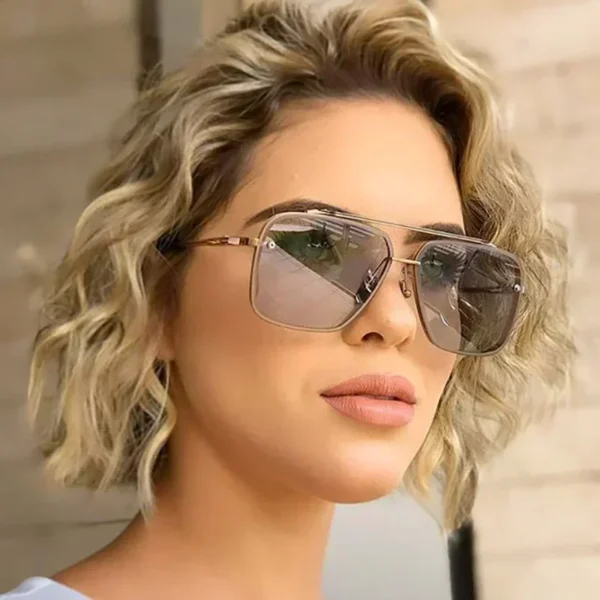 2025 Fashion Square Luxury Design Sunglasses Men Women Flight Seven Rock Mach Six Style Gradient Pilot Sunglasses Oculos De Sol - Image 2