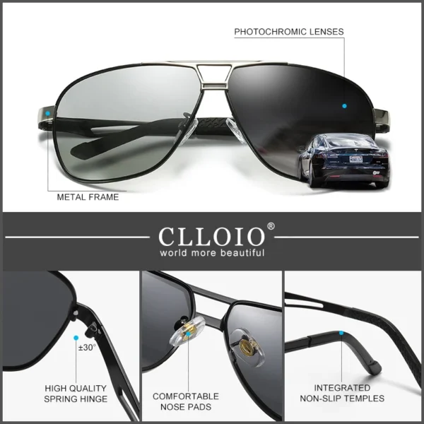 CLLOIO New Square Photochromic Polarized Sunglasses Men Change Color Sun Glasses Chameleon Anti-glare Driving Oculos de sol - Image 5