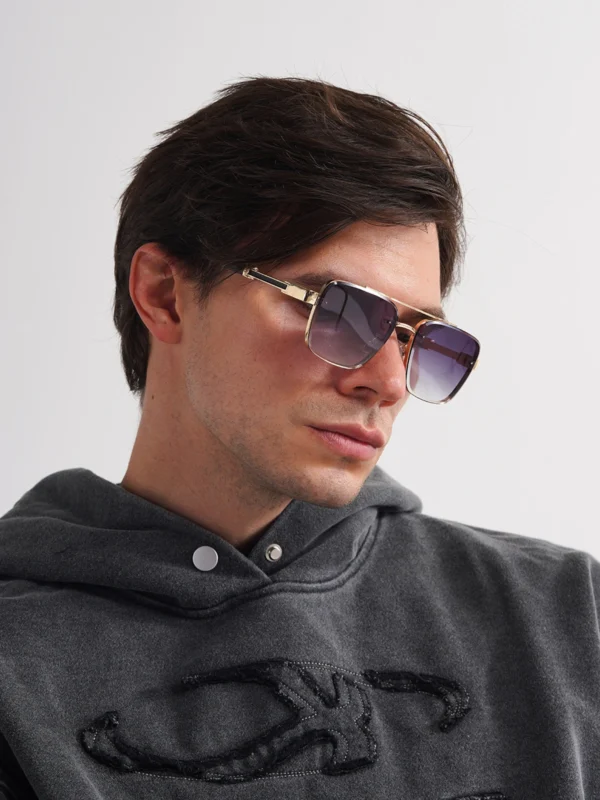 Ruiao Square Mens Designer Sunglasses Metal Frame Gradient Luxury Shades UV400 Rectangle Pilot Sun Glasses for Men - Image 3