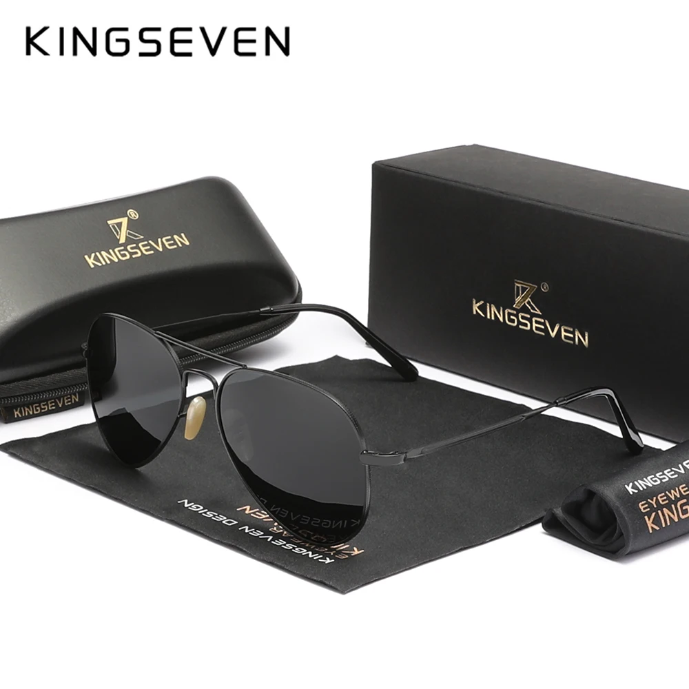 KINGSEVEN Women's Pilot Alloy Sunglasses – Retro Luxury Full-Frame Polarized UV400 Anti-Reflective Eyewear - Image 2