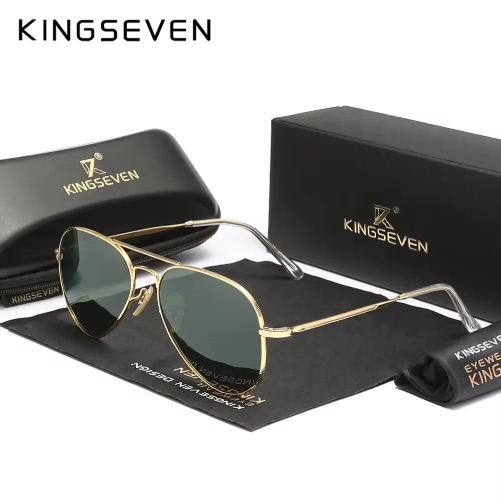 KINGSEVEN Women's Pilot Alloy Sunglasses – Retro Luxury Full-Frame Polarized UV400 Anti-Reflective Eyewear