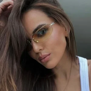 Oval Frameless Y2K Luxury Sunglasses for Women – High-End Punk Style Retro Outdoor Eyewear with Bold Personality