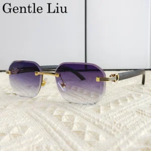 Vintage Square Rimless Sunglasses Men 2025 Luxury Brand Trendy Frameless Punk UV400 Eyewear Anti Blue Light Prescription Glasses