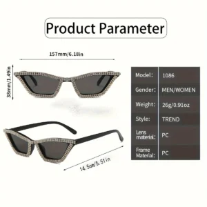 Rhinestone Cat-Eye Party Sunglasses – Glamorous Eyewear for Women, Perfect for Bar, Festival & Night Out Looks