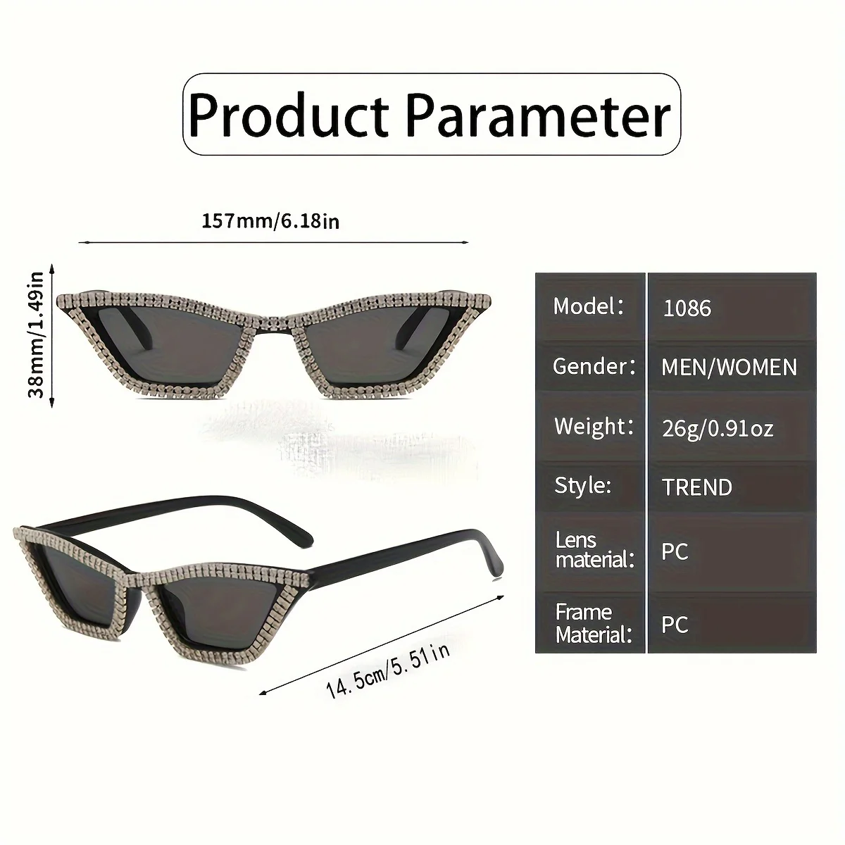 Rhinestone Cat-Eye Party Sunglasses – Glamorous Eyewear for Women, Perfect for Bar, Festival & Night Out Looks - Image 6