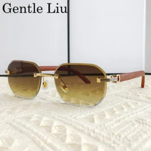 Vintage Square Rimless Sunglasses Men 2025 Luxury Brand Trendy Frameless Punk UV400 Eyewear Anti Blue Light Prescription Glasses