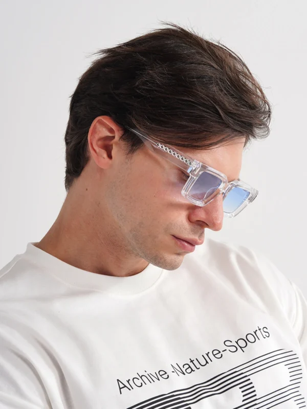 Ruiao 2025 retro black designer sunglasses vintage for women clear luxury square rectangular blue lens man UV400 high quality - Image 4