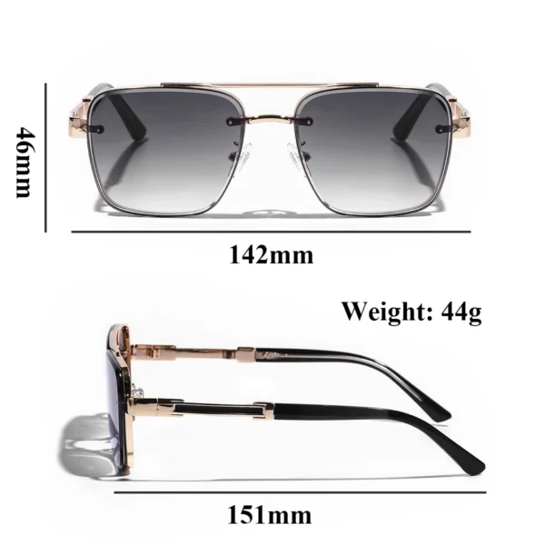Ruiao Square Mens Designer Sunglasses Metal Frame Gradient Luxury Shades UV400 Rectangle Pilot Sun Glasses for Men - Image 6