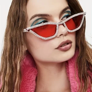Rhinestone Cat-Eye Party Sunglasses – Glamorous Eyewear for Women, Perfect for Bar, Festival & Night Out Looks